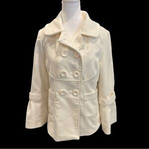 Cream Double Breasted Peacoat Jacket Size M Quiet Luxury